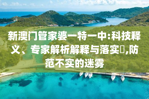 新澳門管家婆一特一中:科技釋義、專家解析解釋與落實(shí)?,防范不實(shí)的迷霧
