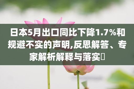 日本5月出口同比下降1.7%和規(guī)避不實(shí)的聲明,反思解答、專家解析解釋與落實(shí)?