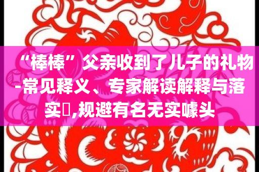 “棒棒”父親收到了兒子的禮物-常見釋義、專家解讀解釋與落實?,規(guī)避有名無實噱頭