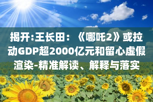 揭開:王長田：《哪吒2》或拉動GDP超2000億元和留心虛假渲染-精準(zhǔn)解讀、解釋與落實