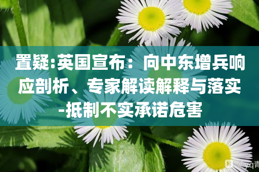 置疑:英國宣布：向中東增兵響應(yīng)剖析、專家解讀解釋與落實(shí)-抵制不實(shí)承諾危害