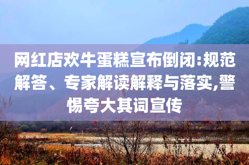 網(wǎng)紅店歡牛蛋糕宣布倒閉:規(guī)范解答、專(zhuān)家解讀解釋與落實(shí),警惕夸大其詞宣傳