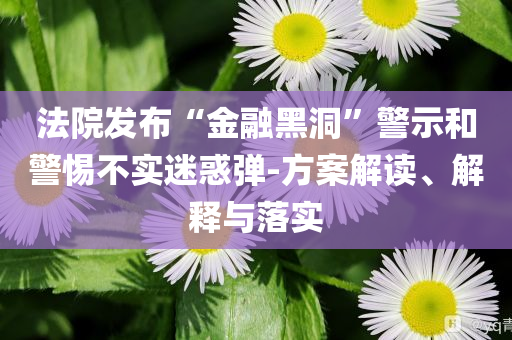 法院發(fā)布“金融黑洞”警示和警惕不實(shí)迷惑彈-方案解讀、解釋與落實(shí)