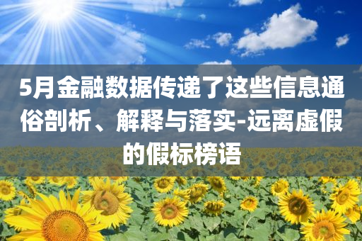 5月金融數(shù)據(jù)傳遞了這些信息通俗剖析、解釋與落實-遠離虛假的假標榜語