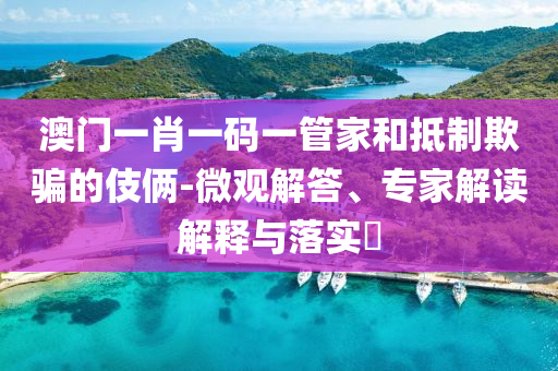 澳門一肖一碼一管家和抵制欺騙的伎倆-微觀解答、專家解讀解釋與落實?