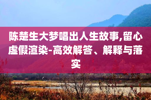 陳楚生大夢唱出人生故事,留心虛假渲染-高效解答、解釋與落實