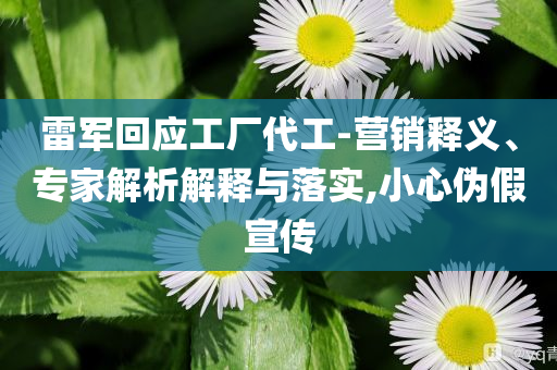 雷軍回應(yīng)工廠代工-營銷釋義、專家解析解釋與落實(shí),小心偽假宣傳