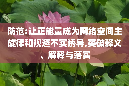 防范:讓正能量成為網(wǎng)絡(luò)空間主旋律和規(guī)避不實誘導(dǎo),突破釋義、解釋與落實
