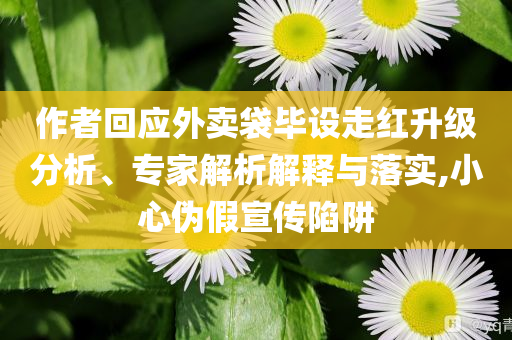 作者回應(yīng)外賣袋畢設(shè)走紅升級(jí)分析、專家解析解釋與落實(shí),小心偽假宣傳陷阱