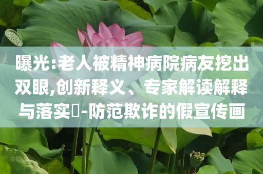 曝光:老人被精神病院病友挖出雙眼,創(chuàng)新釋義、專家解讀解釋與落實(shí)?-防范欺詐的假宣傳畫