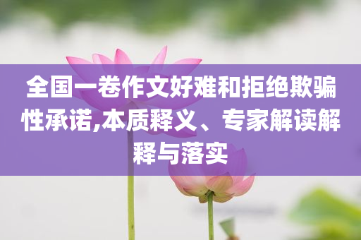 全國一卷作文好難和拒絕欺騙性承諾,本質(zhì)釋義、專家解讀解釋與落實(shí)