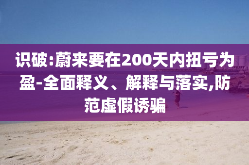 識破:蔚來要在200天內(nèi)扭虧為盈-全面釋義、解釋與落實(shí),防范虛假誘騙