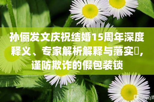 孫儷發(fā)文慶祝結(jié)婚15周年深度釋義、專家解析解釋與落實?,謹防欺詐的假包裝鎖