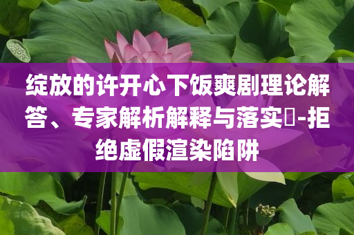 綻放的許開心下飯爽劇理論解答、專家解析解釋與落實?-拒絕虛假渲染陷阱