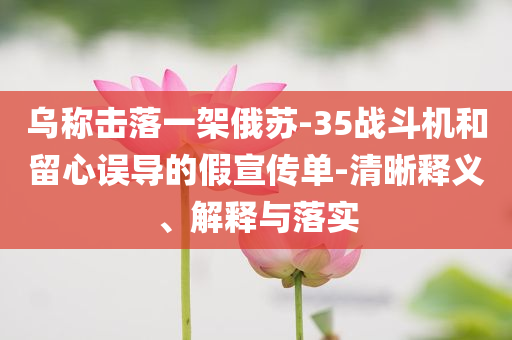 烏稱擊落一架俄蘇-35戰(zhàn)斗機和留心誤導的假宣傳單-清晰釋義、解釋與落實