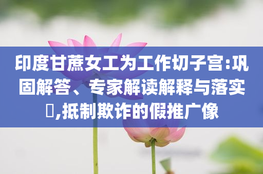 印度甘蔗女工為工作切子宮:鞏固解答、專家解讀解釋與落實?,抵制欺詐的假推廣像