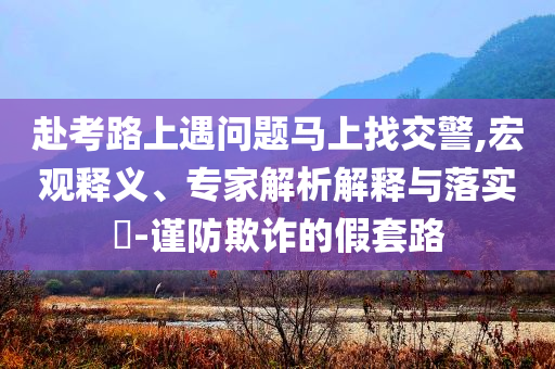 赴考路上遇問(wèn)題馬上找交警,宏觀釋義、專家解析解釋與落實(shí)?-謹(jǐn)防欺詐的假套路