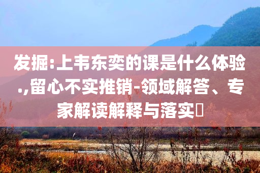 發(fā)掘:上韋東奕的課是什么體驗(yàn).,留心不實(shí)推銷-領(lǐng)域解答、專家解讀解釋與落實(shí)?