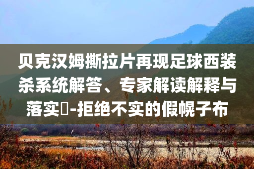 貝克漢姆撕拉片再現(xiàn)足球西裝殺系統(tǒng)解答、專(zhuān)家解讀解釋與落實(shí)?-拒絕不實(shí)的假幌子布