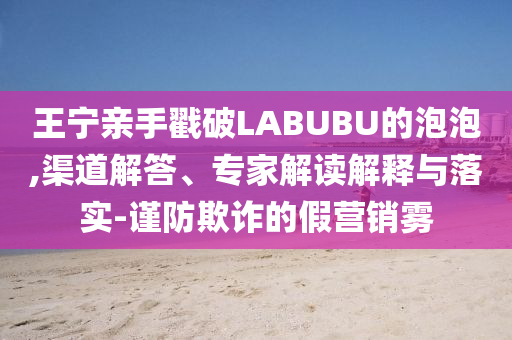 王寧親手戳破LABUBU的泡泡,渠道解答、專家解讀解釋與落實-謹防欺詐的假營銷霧