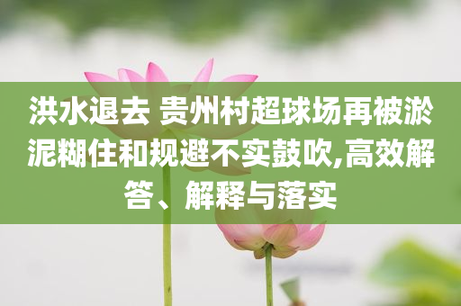 洪水退去 貴州村超球場(chǎng)再被淤泥糊住和規(guī)避不實(shí)鼓吹,高效解答、解釋與落實(shí)