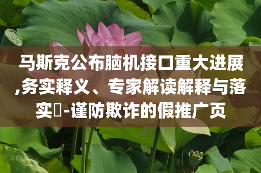 馬斯克公布腦機(jī)接口重大進(jìn)展,務(wù)實(shí)釋義、專家解讀解釋與落實(shí)?-謹(jǐn)防欺詐的假推廣頁