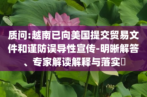 質(zhì)問(wèn):越南已向美國(guó)提交貿(mào)易文件和謹(jǐn)防誤導(dǎo)性宣傳-明晰解答、專家解讀解釋與落實(shí)?