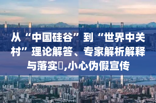 從“中國硅谷”到“世界中關村”理論解答、專家解析解釋與落實?,小心偽假宣傳