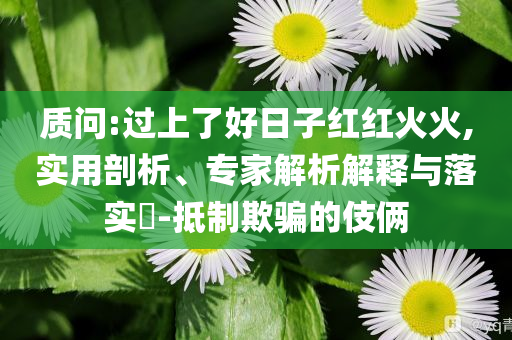 質(zhì)問:過上了好日子紅紅火火,實用剖析、專家解析解釋與落實?-抵制欺騙的伎倆