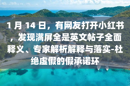 1 月 14 日，有網(wǎng)友打開(kāi)小紅書(shū)，發(fā)現(xiàn)滿(mǎn)屏全是英文帖子全面釋義、專(zhuān)家解析解釋與落實(shí)-杜絕虛假的假承諾環(huán)