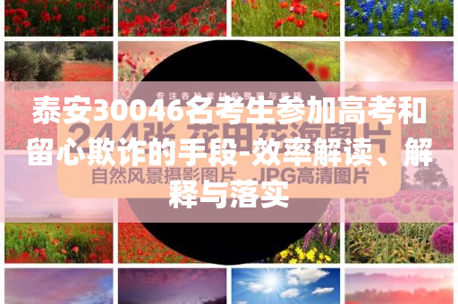 泰安30046名考生參加高考和留心欺詐的手段-效率解讀、解釋與落實