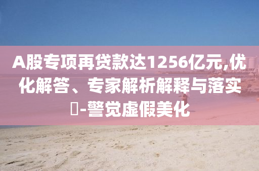 A股專項再貸款達1256億元,優(yōu)化解答、專家解析解釋與落實?-警覺虛假美化