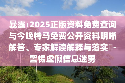 暴露:2025正版資料免費查詢與今晚特馬免費公開資料明晰解答、專家解讀解釋與落實?-警惕虛假信息迷霧