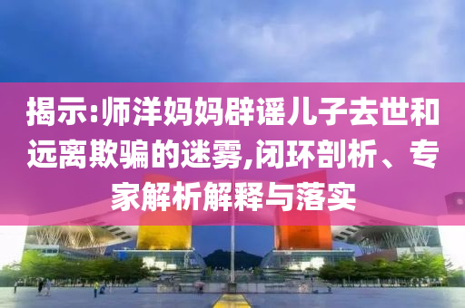 揭示:師洋媽媽辟謠兒子去世和遠(yuǎn)離欺騙的迷霧,閉環(huán)剖析、專家解析解釋與落實(shí)