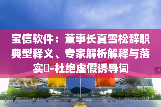 寶信軟件：董事長夏雪松辭職典型釋義、專家解析解釋與落實?-杜絕虛假誘導(dǎo)詞