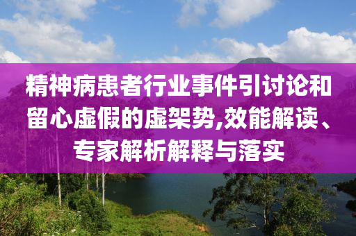 精神病患者行業(yè)事件引討論和留心虛假的虛架勢,效能解讀、專家解析解釋與落實