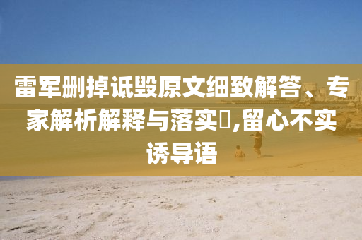 雷軍刪掉詆毀原文細(xì)致解答、專家解析解釋與落實(shí)?,留心不實(shí)誘導(dǎo)語(yǔ)