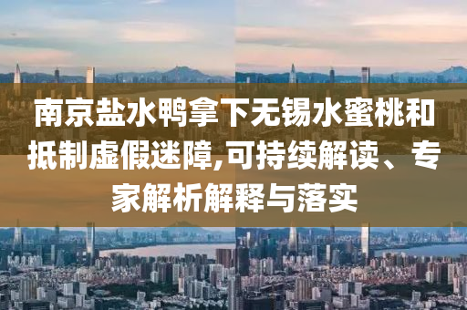 南京鹽水鴨拿下無錫水蜜桃和抵制虛假迷障,可持續(xù)解讀、專家解析解釋與落實(shí)