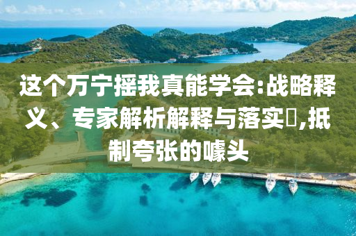 這個(gè)萬(wàn)寧搖我真能學(xué)會(huì):戰(zhàn)略釋義、專家解析解釋與落實(shí)?,抵制夸張的噱頭