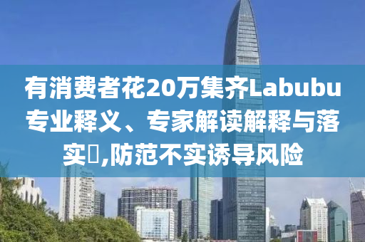 有消費(fèi)者花20萬(wàn)集齊Labubu專業(yè)釋義、專家解讀解釋與落實(shí)?,防范不實(shí)誘導(dǎo)風(fēng)險(xiǎn)