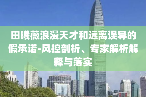 田曦薇浪漫天才和遠離誤導(dǎo)的假承諾-風(fēng)控剖析、專家解析解釋與落實