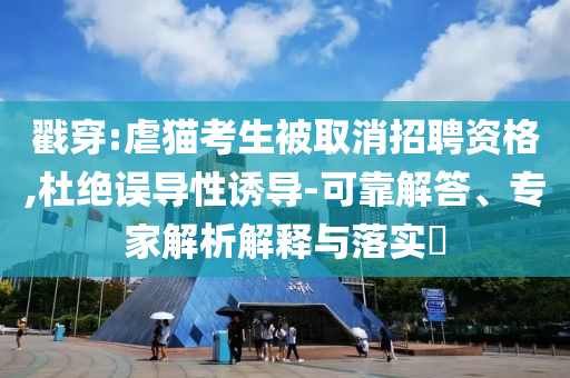 戳穿:虐貓考生被取消招聘資格,杜絕誤導(dǎo)性誘導(dǎo)-可靠解答、專家解析解釋與落實?