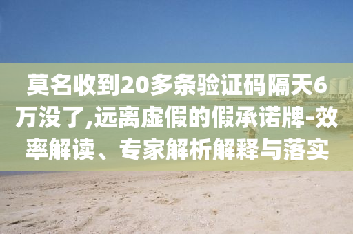 莫名收到20多條驗(yàn)證碼隔天6萬沒了,遠(yuǎn)離虛假的假承諾牌-效率解讀、專家解析解釋與落實(shí)