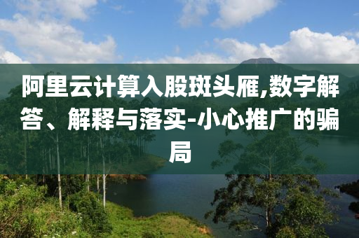 阿里云計(jì)算入股斑頭雁,數(shù)字解答、解釋與落實(shí)-小心推廣的騙局