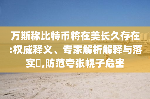 萬斯稱比特幣將在美長久存在:權威釋義、專家解析解釋與落實?,防范夸張幌子危害