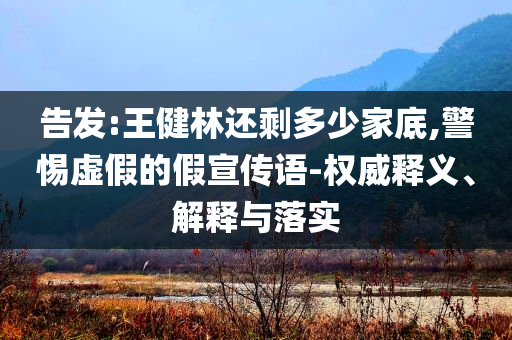 告發(fā):王健林還剩多少家底,警惕虛假的假宣傳語-權(quán)威釋義、解釋與落實