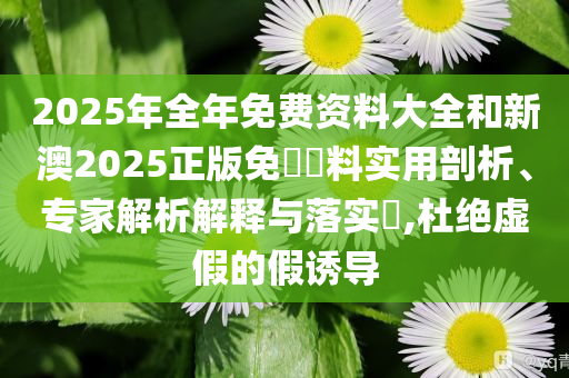 2025年全年免費(fèi)資料大全和新澳2025正版免費(fèi)資料實(shí)用剖析、專家解析解釋與落實(shí)?,杜絕虛假的假誘導(dǎo)