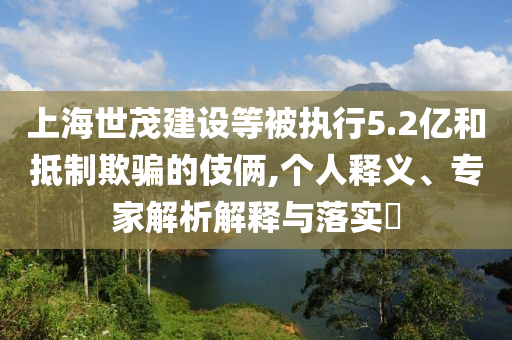 上海世茂建設(shè)等被執(zhí)行5.2億和抵制欺騙的伎倆,個(gè)人釋義、專家解析解釋與落實(shí)?