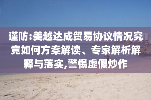 謹防:美越達成貿(mào)易協(xié)議情況究竟如何方案解讀、專家解析解釋與落實,警惕虛假炒作