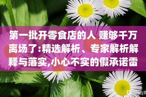 第一批開零食店的人 賺夠千萬離場了:精選解析、專家解析解釋與落實,小心不實的假承諾雷